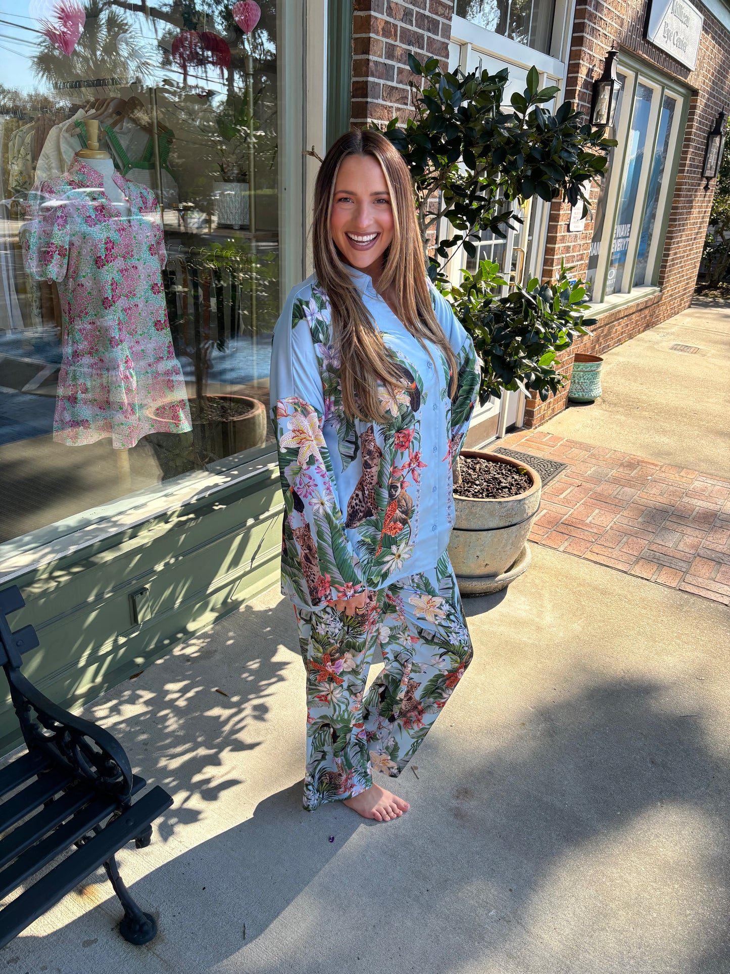 jungle print pajama pant set show me your mumu kj clothier