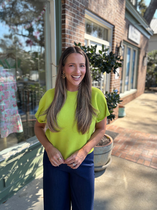 citrus green short sleeve sweater kj clothier