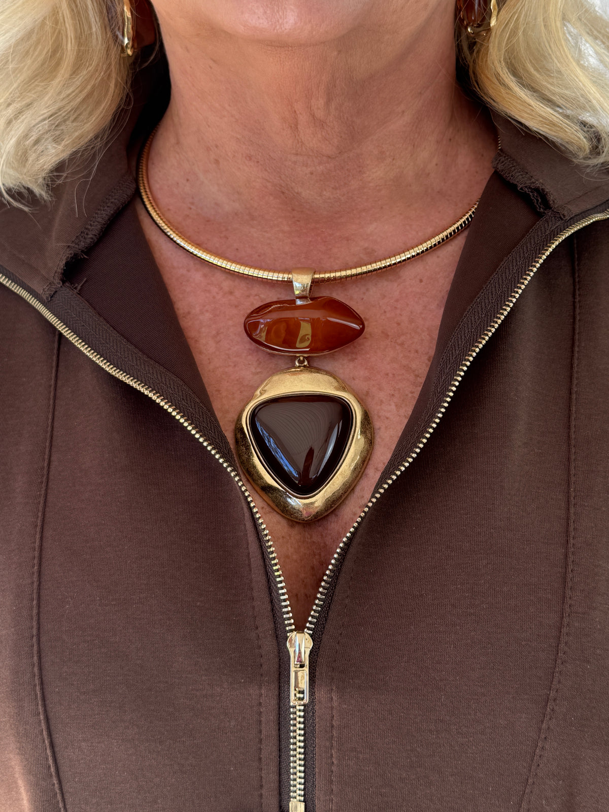 Geometric Stone Omega Choker