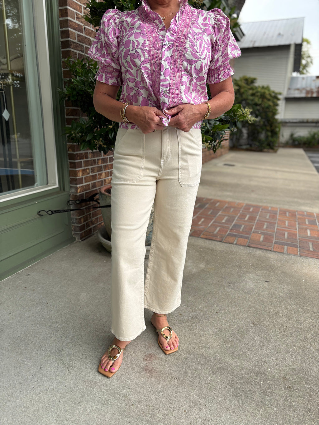 Cargo Pocket Wide Leg Denim - Almond