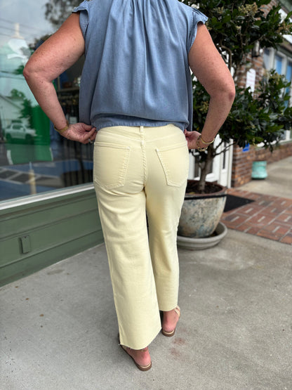Utility Wide Leg Denim - Butter Yellow