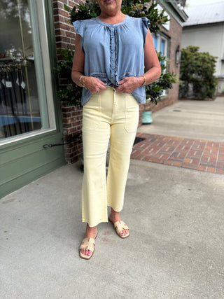 Utility Wide Leg Denim - Butter Yellow