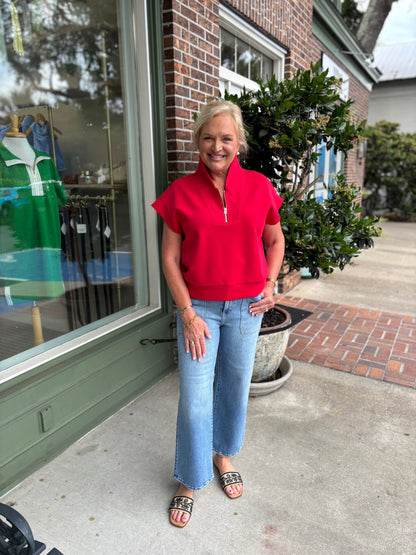 Everyday Short Sleeve Quarter Zip - Red