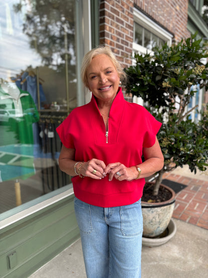 Everyday Short Sleeve Quarter Zip - Red