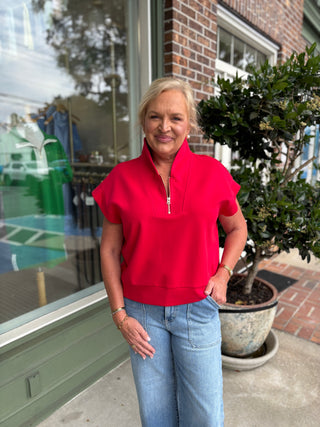 Everyday Short Sleeve Quarter Zip - Red