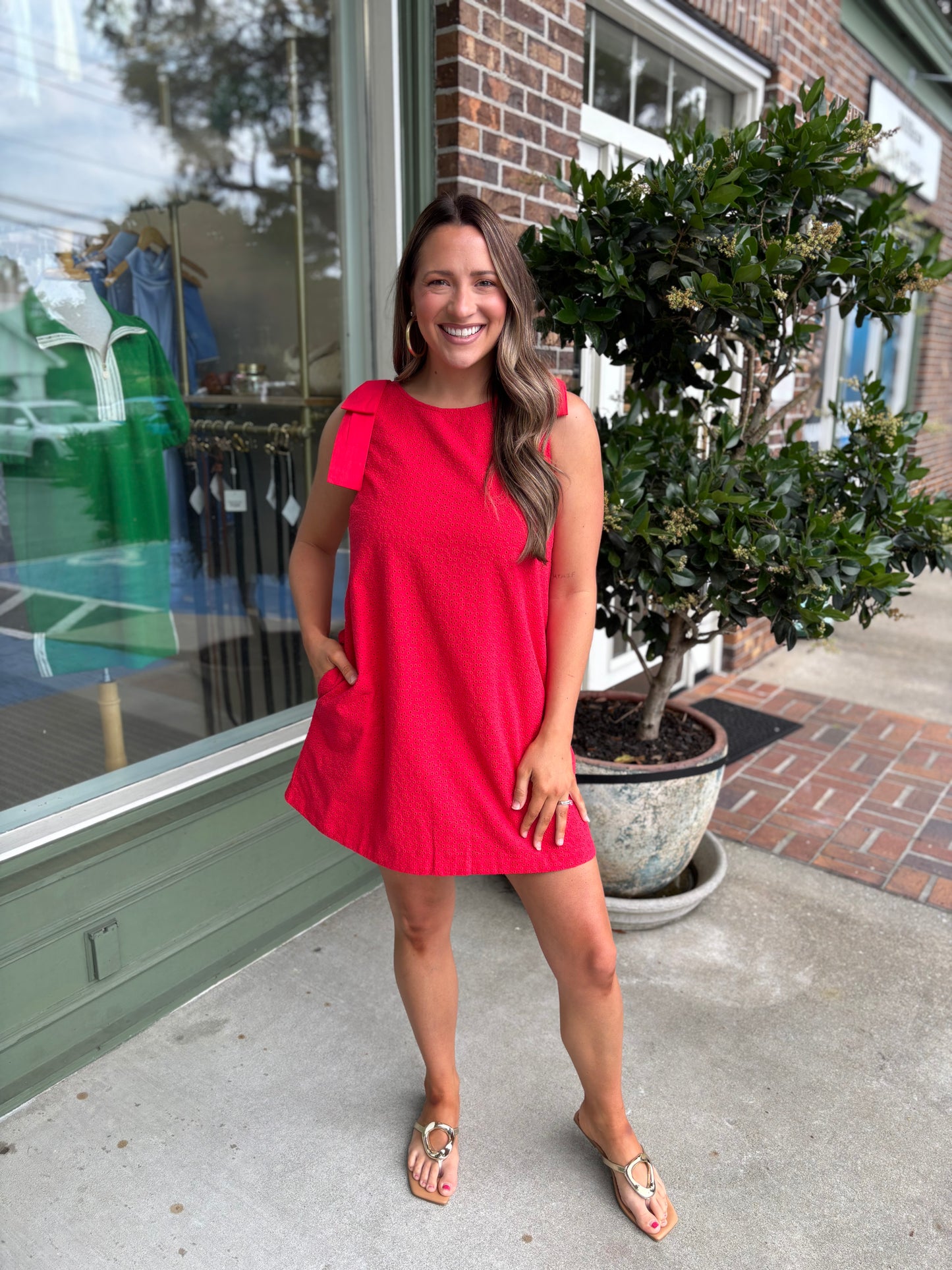 Dreamer Eyelet Dress - Red