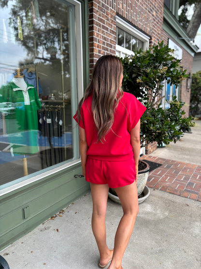 Everyday Short Sleeve Quarter Zip - Red
