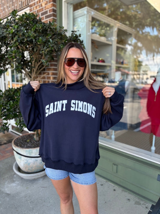 Saint Simons Mock Neck Sweatshirt - Navy