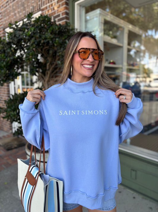 Saint Simons Mock Neck Sweatshirt - Periwinkle