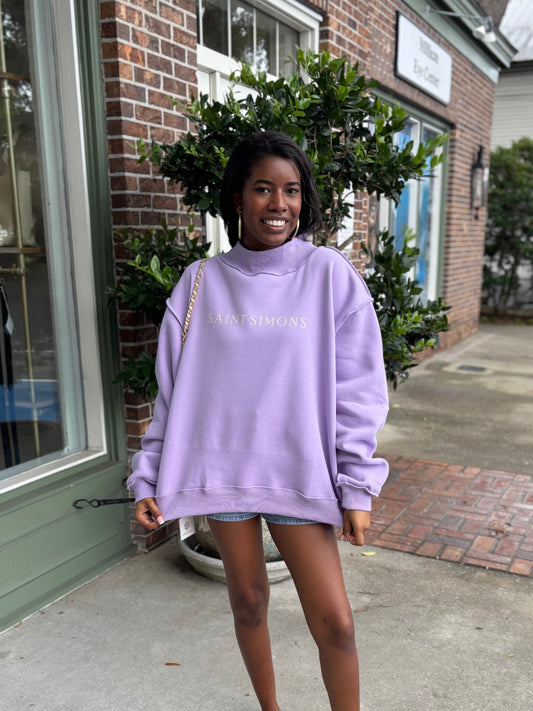 Saint Simons Mock Neck Sweatshirt - Lavender