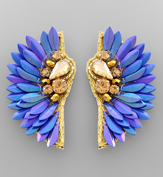 Beaded Wing Gold Lined Earring