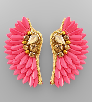 Beaded Wing Gold Lined Earring
