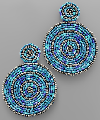 Double Disc Multi Blue Earrings