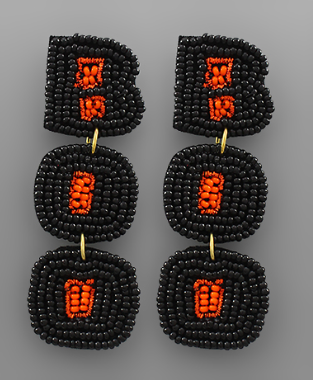 BOO Earrings - Black & Orange