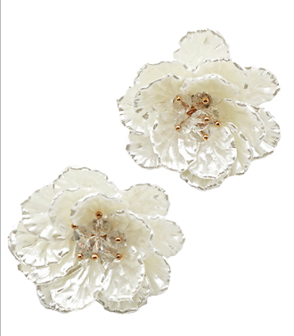 Acrylic Flower Earring - Cream Pearl