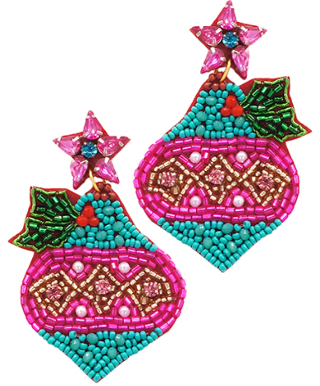 Christmas Ornament Earrings - Bright Multi