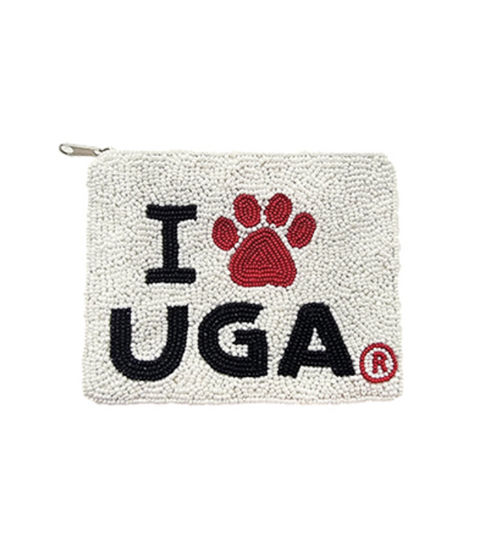 UGA Paw Beaded Pouch
