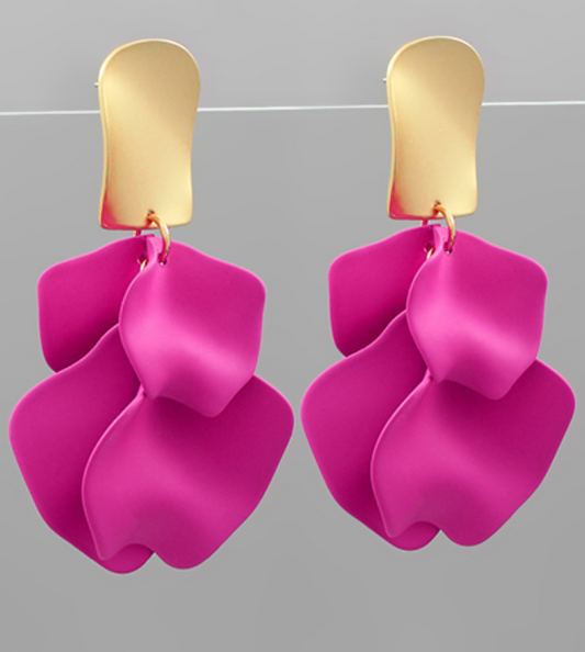 Color Coated Petal Earrings - 7 colors