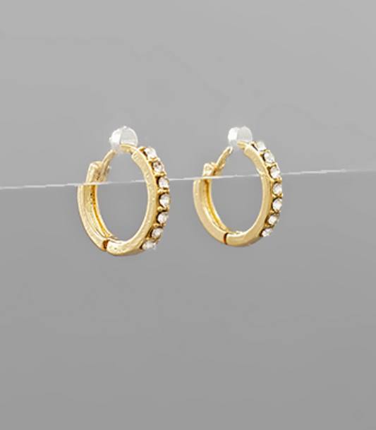 Half CZ Huggie Hoops - Gold