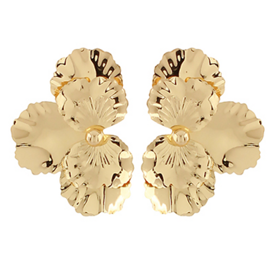 Half Flower Earrings - Gold