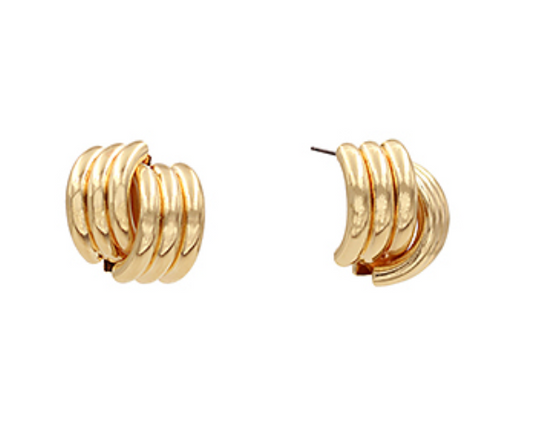 Textured Knot Stud Earrings - Gold