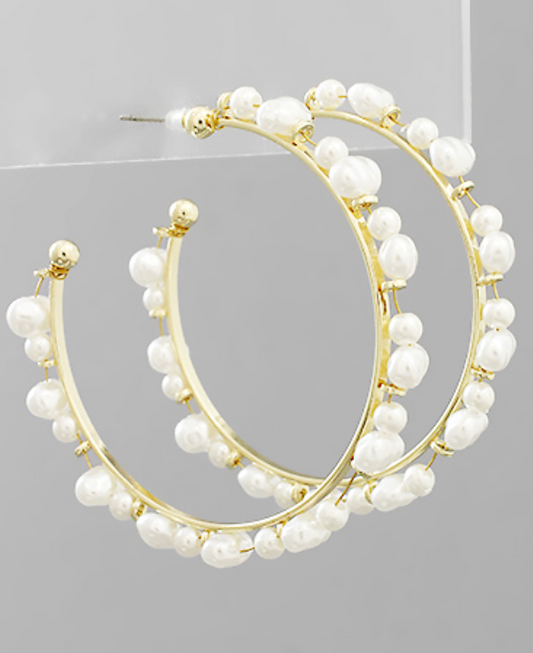 Pearl Hoops - 55mm - Gold