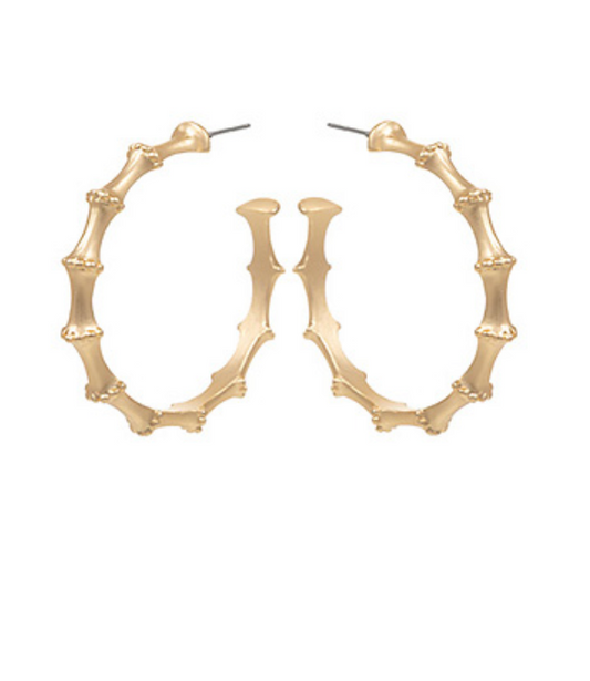 Worn Gold Bamboo Hoops