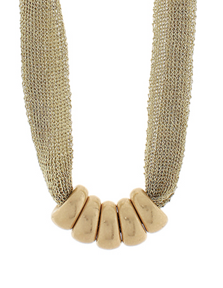 Geo Ring Accent Mesh Necklace - Gold