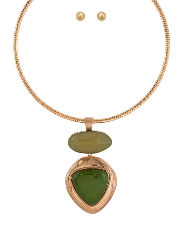 Geometric Stone Omega Choker