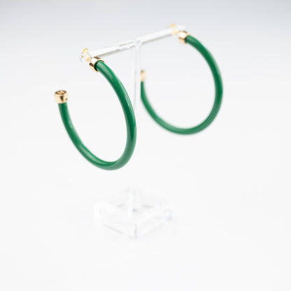 Lightweight Large Hoop Earrings - Kelly Green