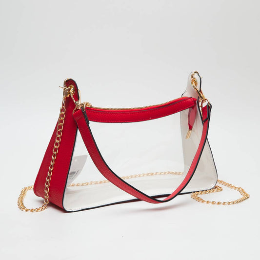 Game Day Stadium Clear Satchel Bag : Red