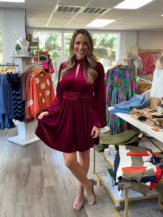 All I Want Is You Velvet Dress - Wine - KJ Clothier