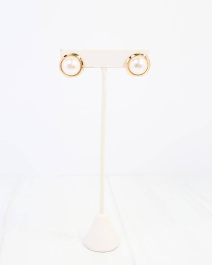 Alton Pearl Stud Earring - Gold - KJ Clothier