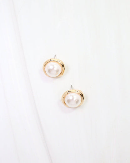 Alton Pearl Stud Earring - Gold - KJ Clothier
