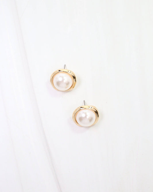 Alton Pearl Stud Earring - Gold - KJ Clothier