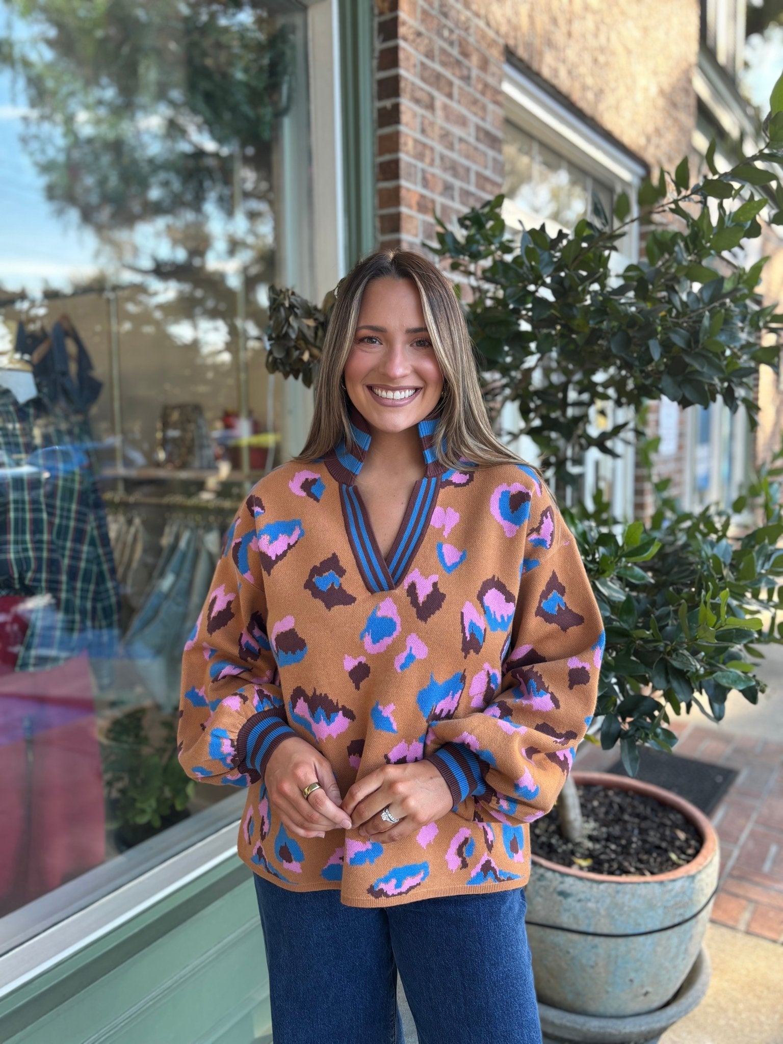 Animal Abstract V - Neck Sweater - KJ Clothier