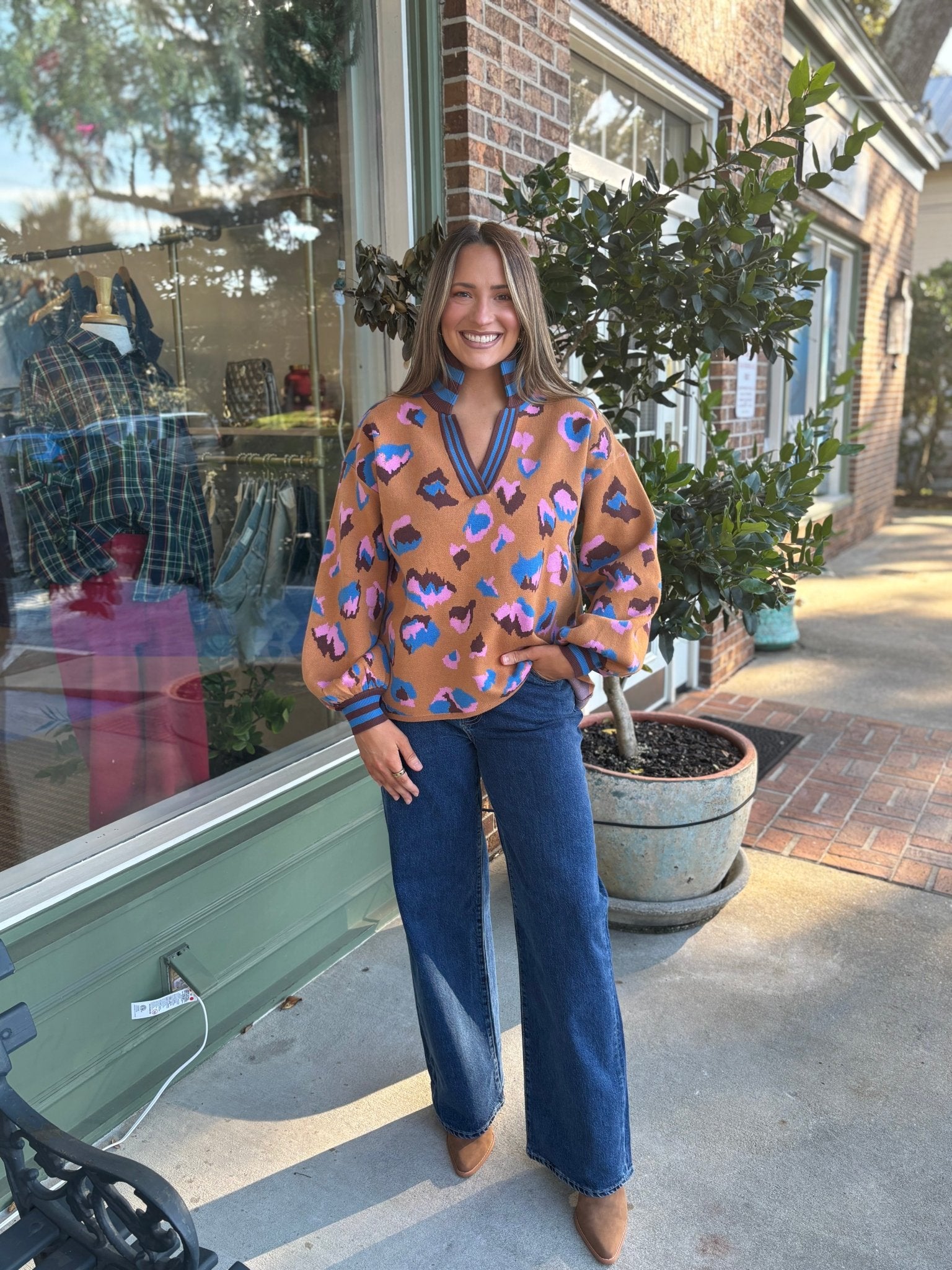 Animal Abstract V - Neck Sweater - KJ Clothier