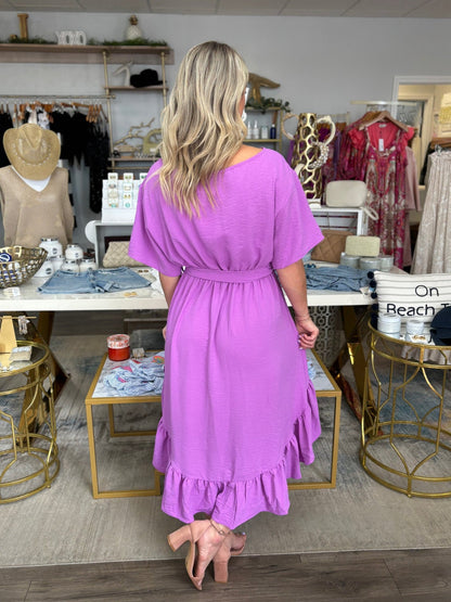 Ansley Asymmetrical Dress - Purple - KJ Clothier