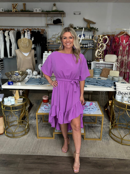 Ansley Asymmetrical Dress - Purple - KJ Clothier