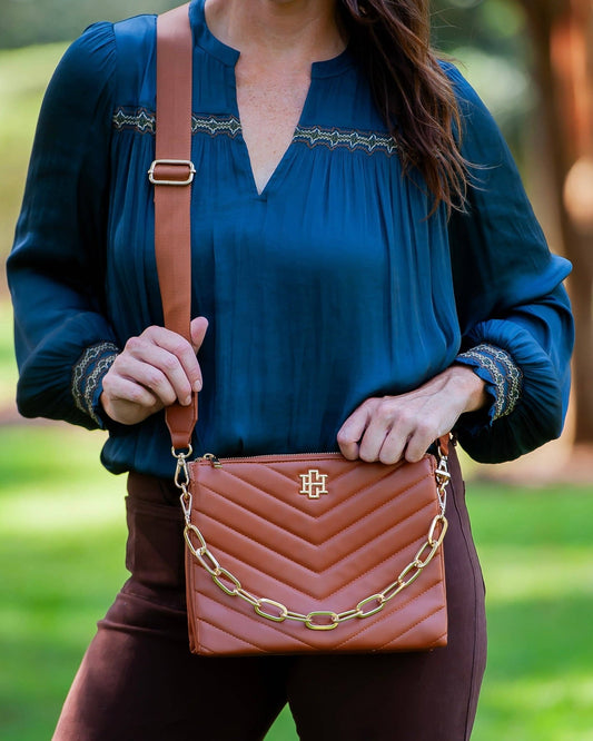 Ariana Crossbody - Saddle - KJ Clothier