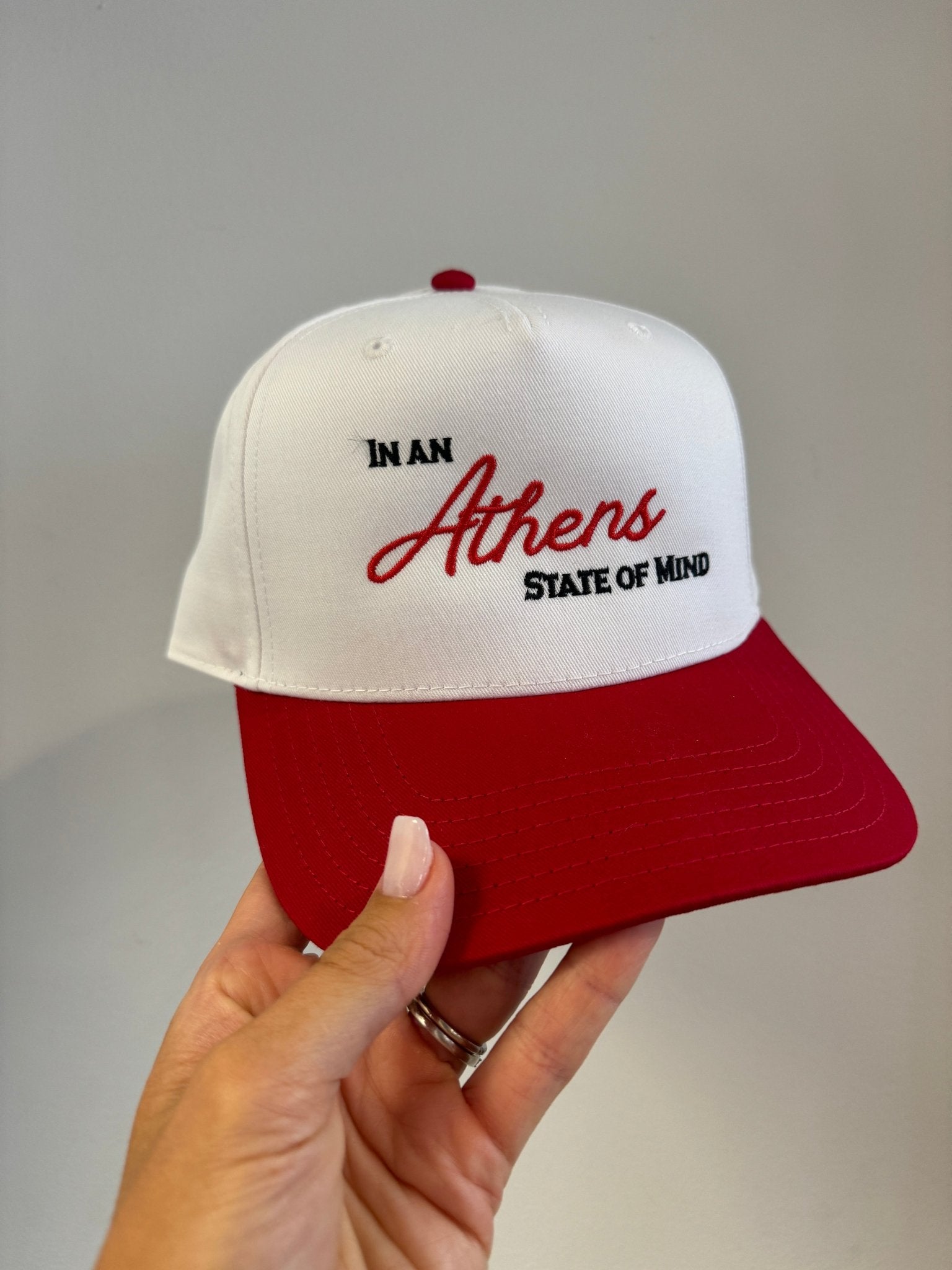 Athens State Of Mind Hat - Red & White - KJ Clothier