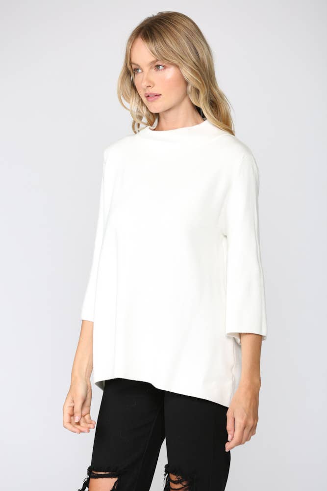 Audrey Mock Neck Sweater - Cream - KJ Clothier
