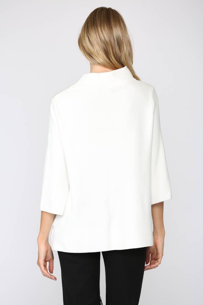 Audrey Mock Neck Sweater - Cream - KJ Clothier