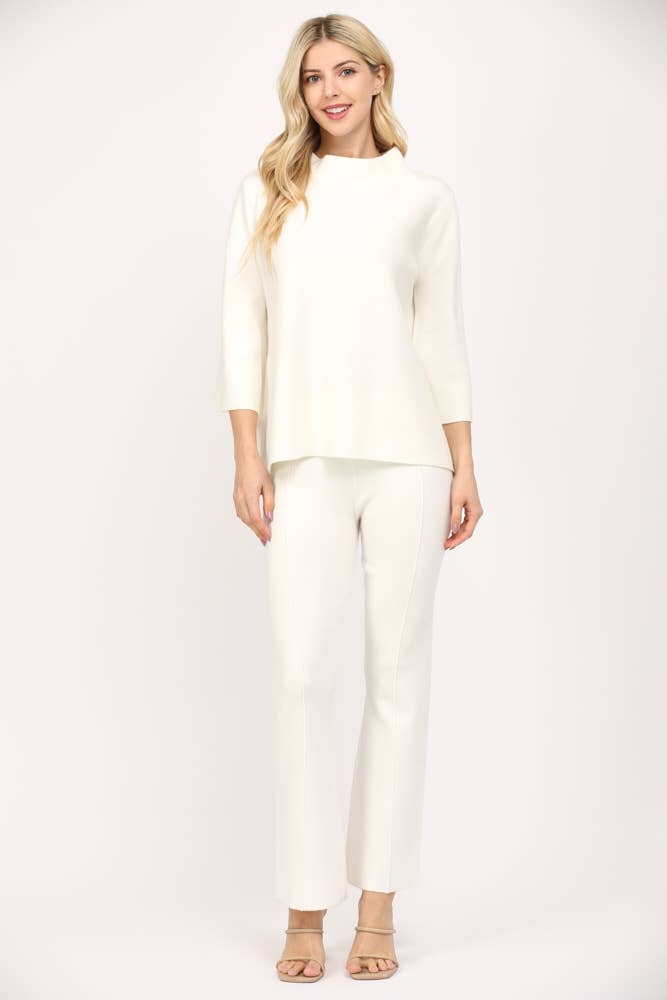 Audrey Mock Neck Sweater - Cream - KJ Clothier