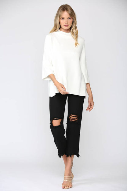 Audrey Mock Neck Sweater - Cream - KJ Clothier