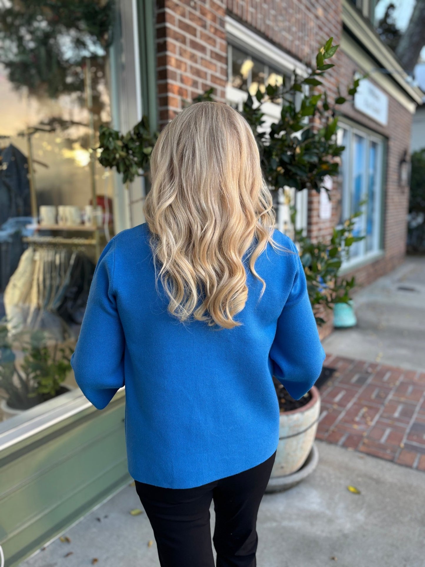 Audrey Mock Neck Sweater - Ocean Blue - KJ Clothier