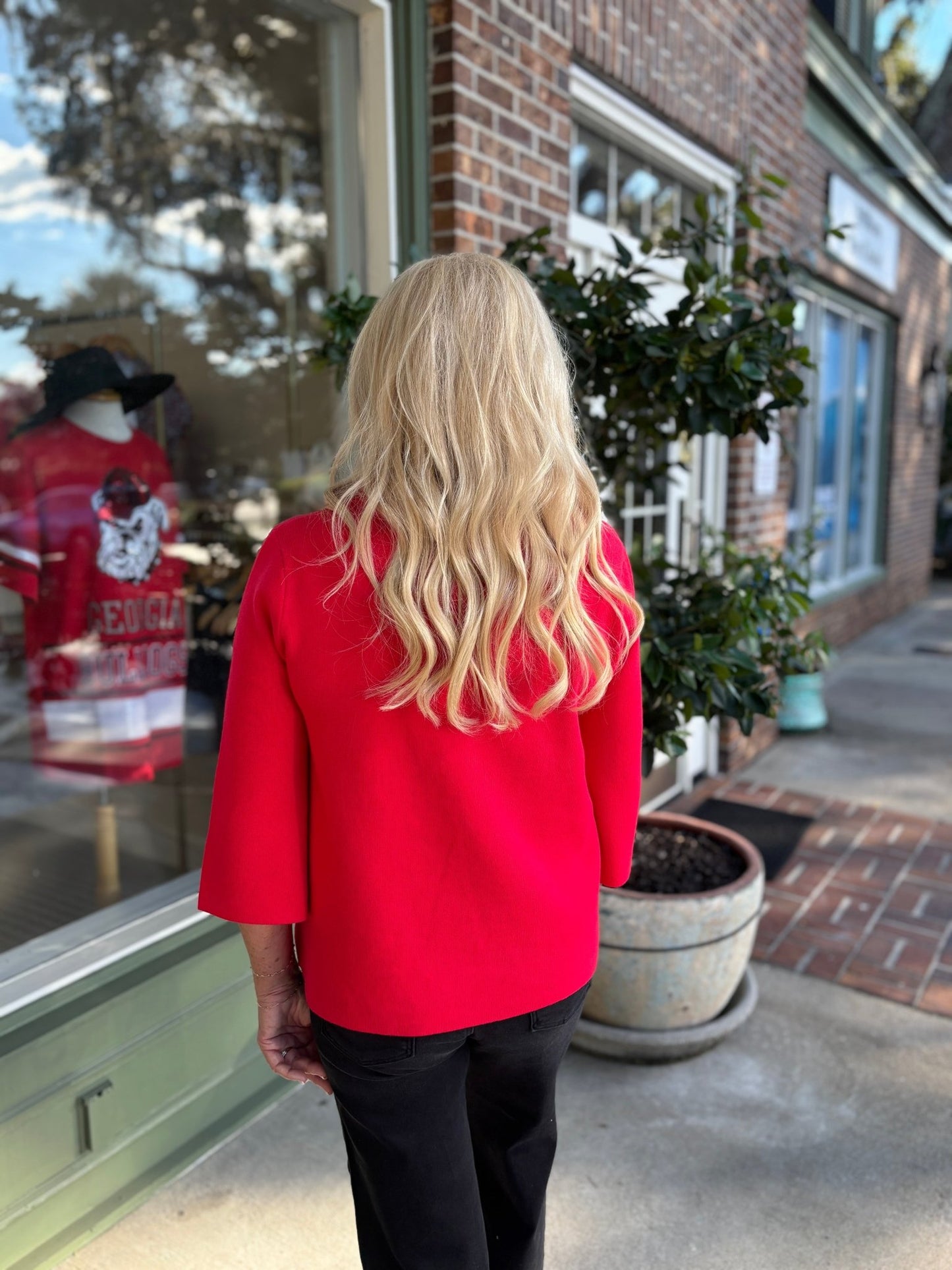 Audrey Mock Neck Sweater - Red - KJ Clothier