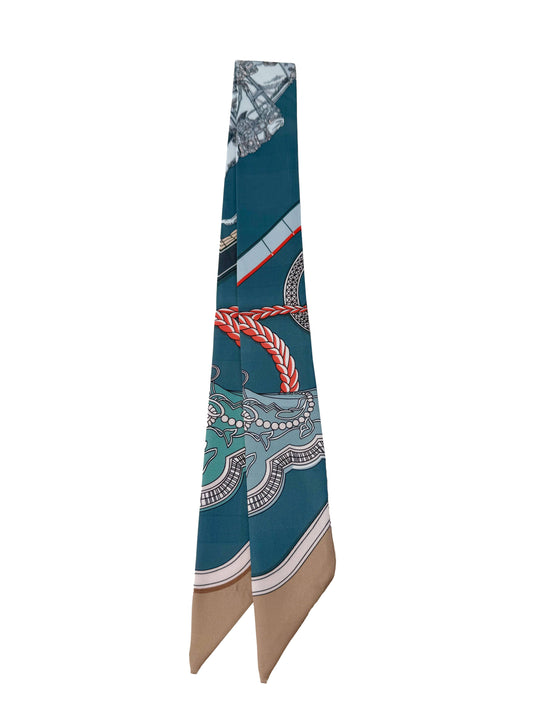 Knotted Teal Equestrian Scarf Necklace