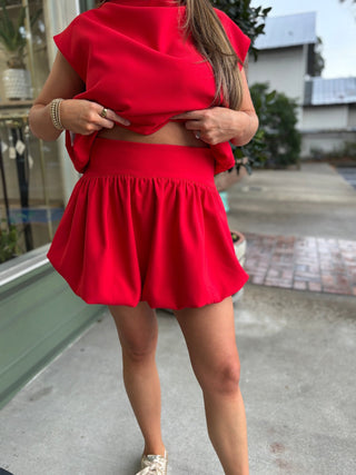 Balloon Skort - Red - KJ Clothier