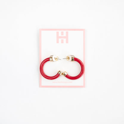 Lightweight Hypoallergenic Small Hoop Earrings - Red